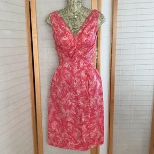 Sz S Vintage pink white floral sleeveless dress